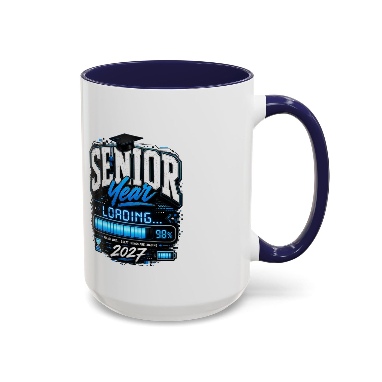 Senior Year Loading 2027 Accent Coffee Mug — Graduation Gift Cup (11/15oz)