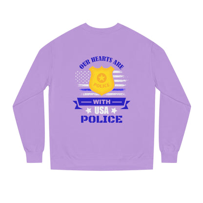 Police Support Sweatshirt — "Our Hearts Are With USA Police" Crewneck