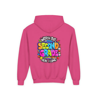 Second Grade Kids' Hoodie - "Watch Out Second Grade Here I Come" Back-to-School Sweatshirt