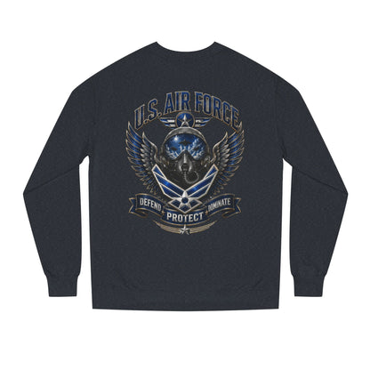 U.S. Air Force Skull Crewneck Sweatshirt — Defend Protect Dominate Tactical Pullover