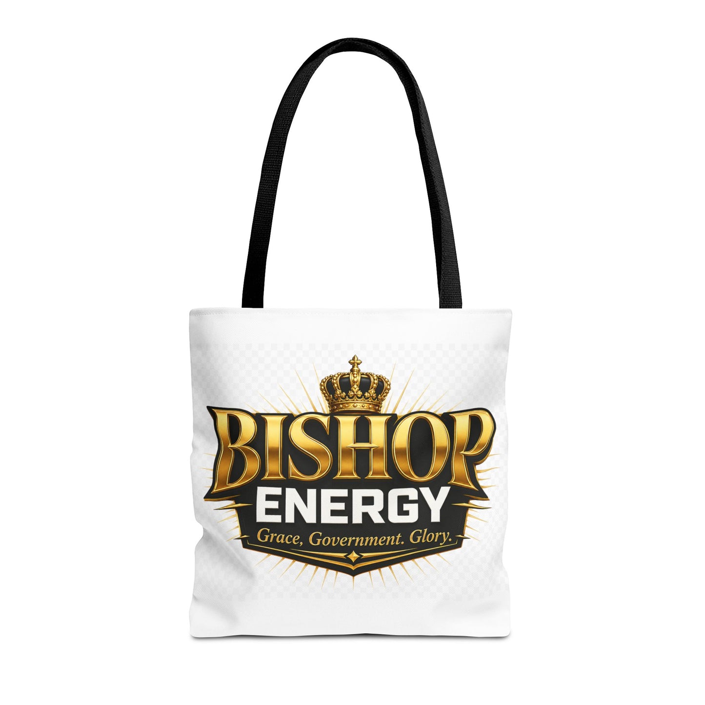 Bishop Energy Tote Bag — Gold Crown Logo Tote for Church Leaders & Faith Events