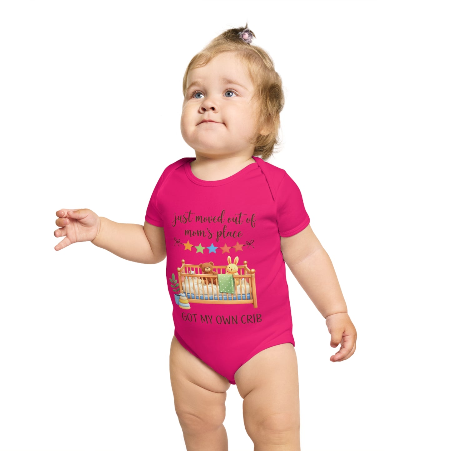 Baby Bodysuit "Just Moved Out of Mom's Place — Got My Own Crib" Cute Newborn Onesie