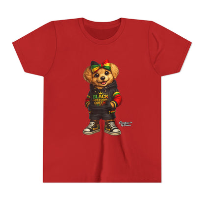 Youth Tee — Black History Queen Bear Graphic T-Shirt