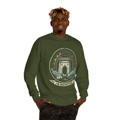 Houston Arch Retro Crewneck Sweatshirt — I  Houston Graphic