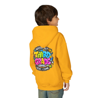Third Grade Hoodie — "Watch Out Third Grade Here I Come" Kids Back-to-School Sweatshirt