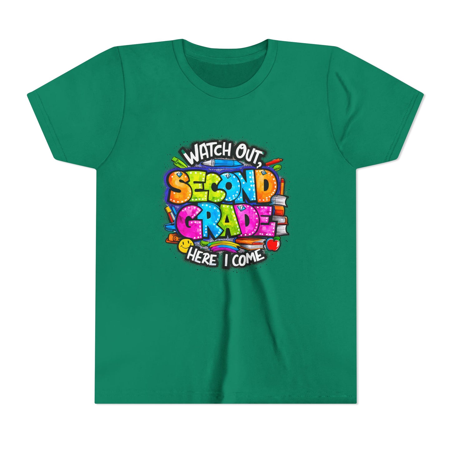 Second Grade Kids Tee - "Watch Out Second Grade Here I Come" Colorful Back-to-School Shirt