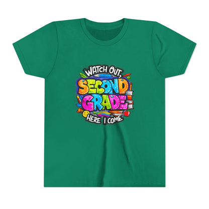Second Grade Kids Tee - "Watch Out Second Grade Here I Come" Colorful Back-to-School Shirt