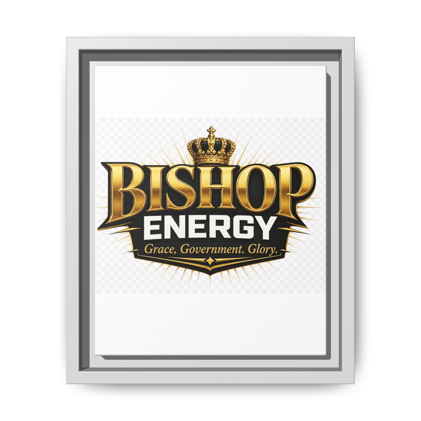 Framed Canvas Art - "Bishop Energy" Gold Crown Logo (Matte)