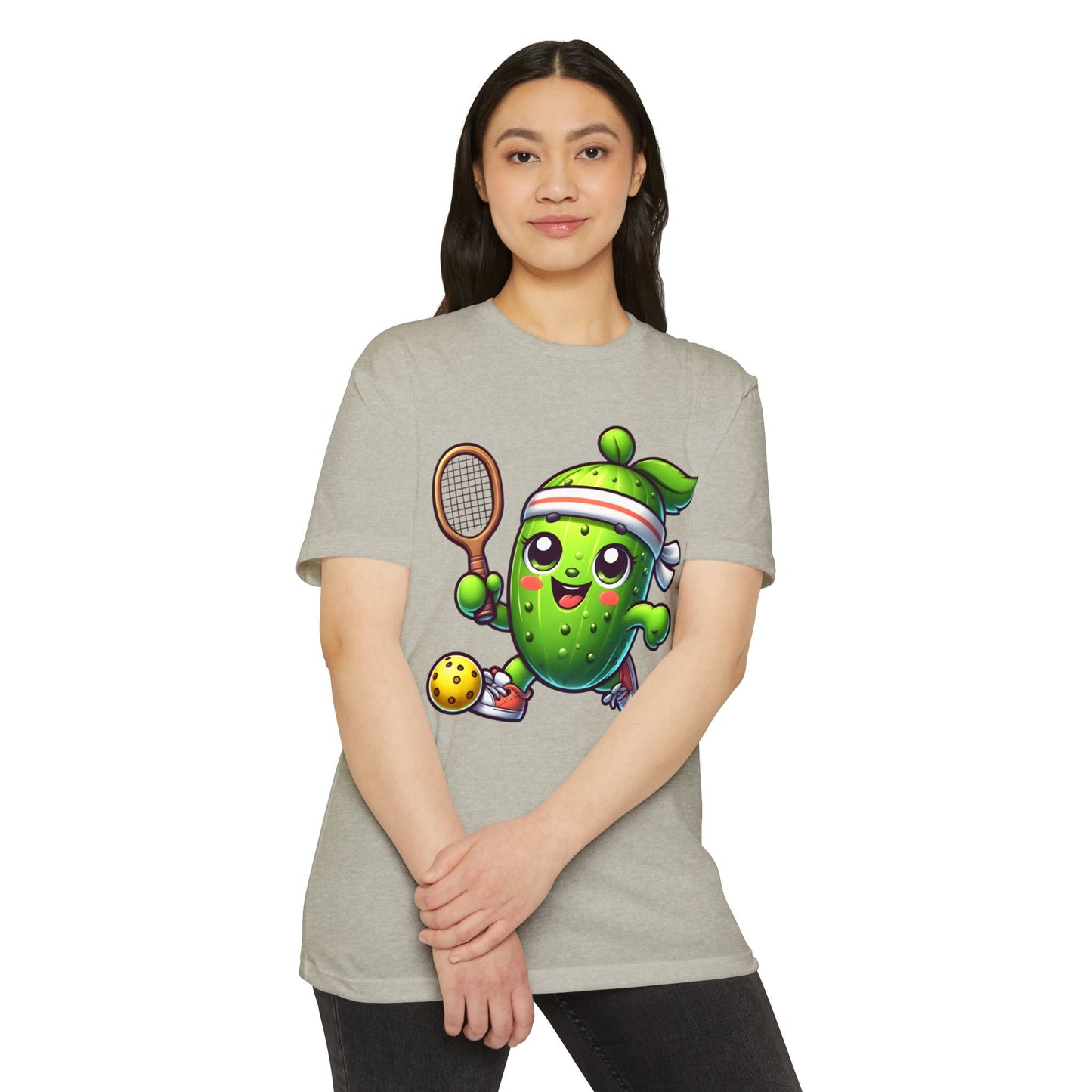 Pickle Tennis Player T-Shirt — Cute Pickle Playing Pickleball Graphic Tee
