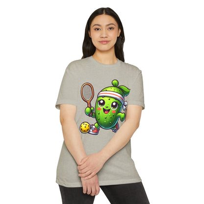 Pickle Tennis Player T-Shirt — Cute Pickle Playing Pickleball Graphic Tee