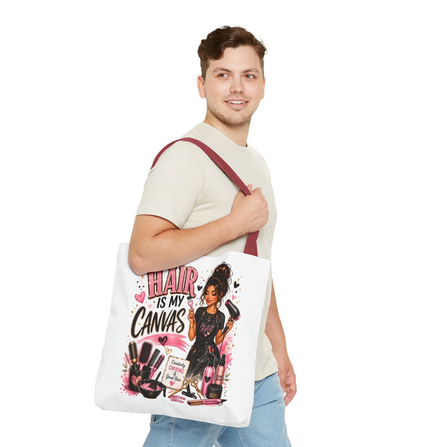 Hair Is My Canvas Tote Bag — Stylist Makeup Artist Cosmetic Accessories Tote