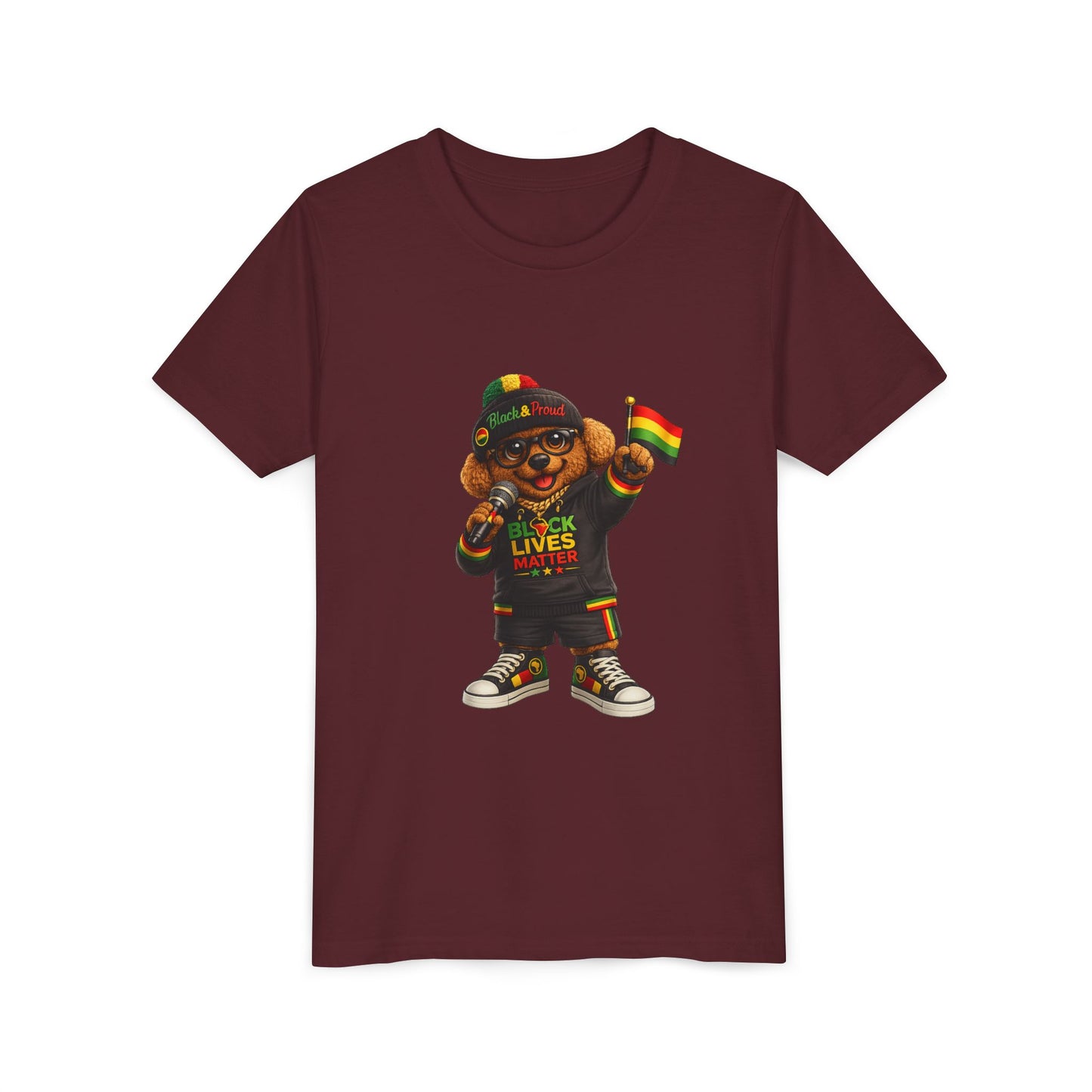 Youth Tee — Kid Bear Black Lives Matter Rasta Flag Shirt