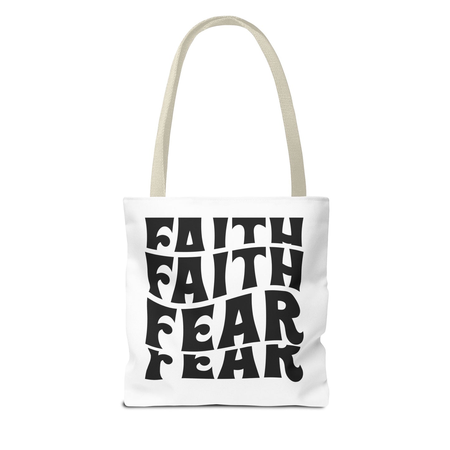 Faith Over Fear Tote Bag – Bold Retro Typography Canvas Tote