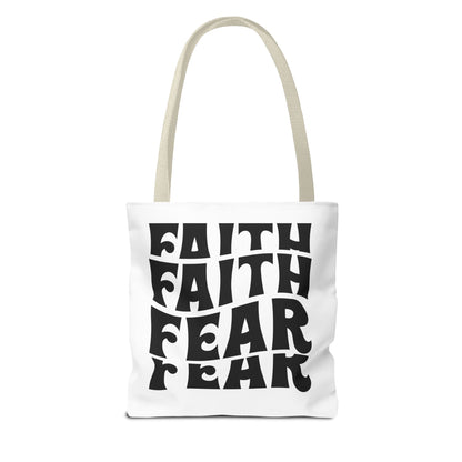 Faith Over Fear Tote Bag – Bold Retro Typography Canvas Tote