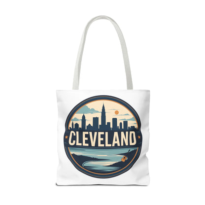 Cleveland Skyline Tote Bag — Vintage Cityscape Beach Design