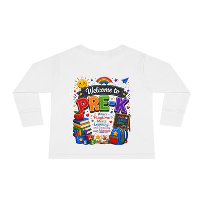 Welcome to Pre-K Toddler Long Sleeve Tee — Colorful Back-to-School Preschool Shirt