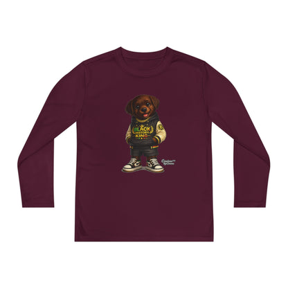 Youth Long Sleeve Tee — 'Lil Black Lab' Cute Puppy Graphic Shirt