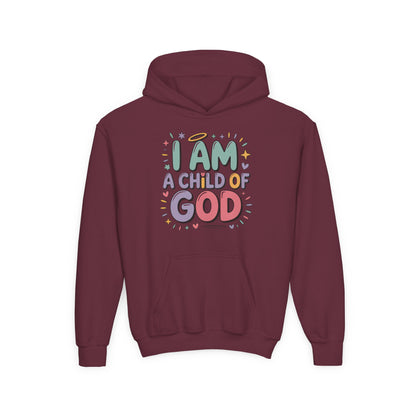 Youth Hoodie — "I Am a Child of God" Inspirational Kids Hooded Sweatshirt