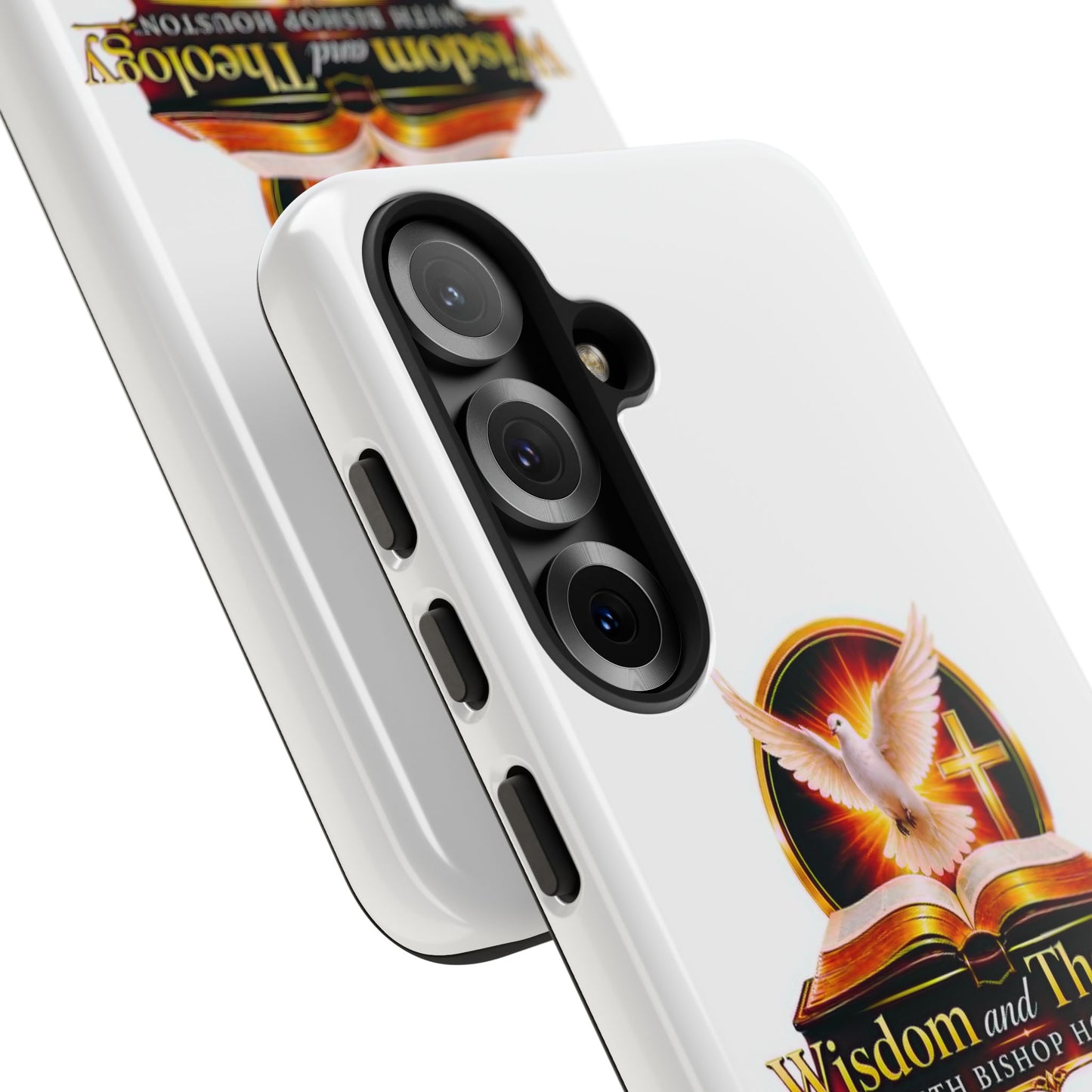 Wisdom and Theology Phone Case — Christian Dove & Cross Protective Tough Case