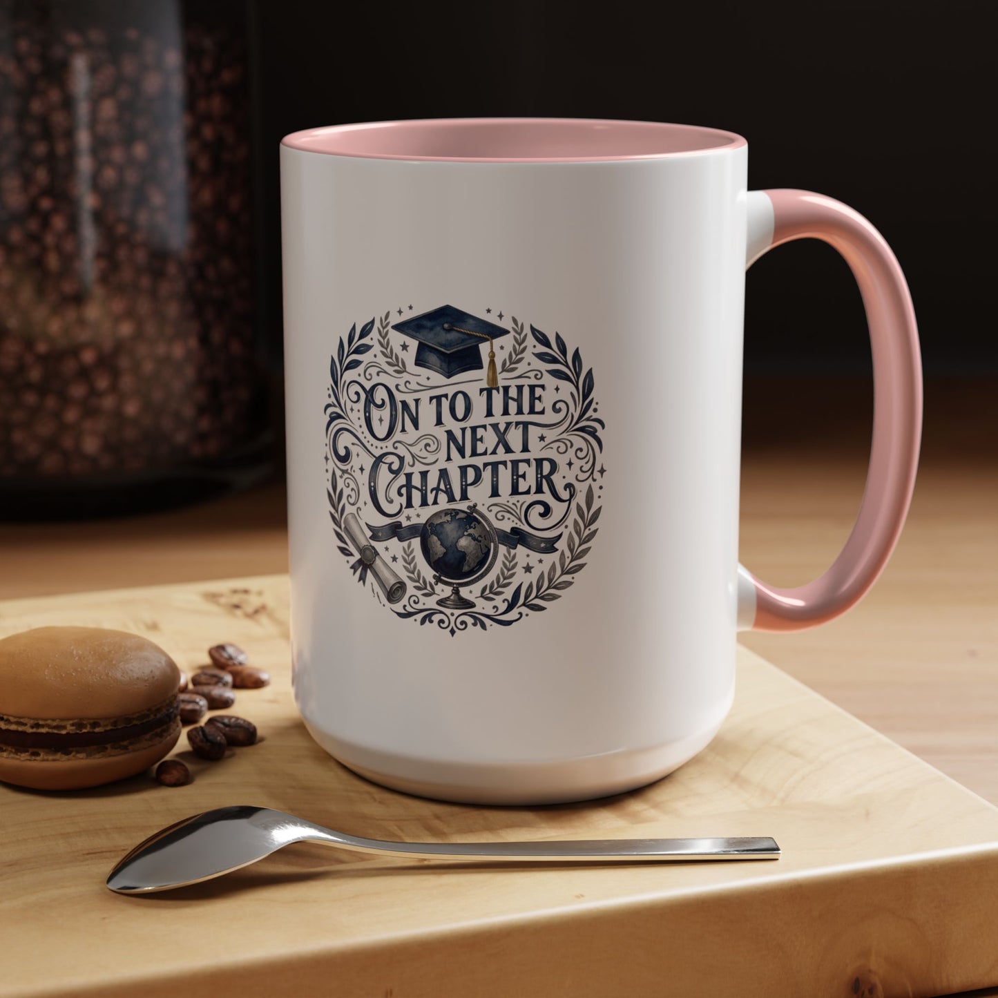 Graduation Coffee Mug — "On to the Next Chapter" Ceramic Accent Mug