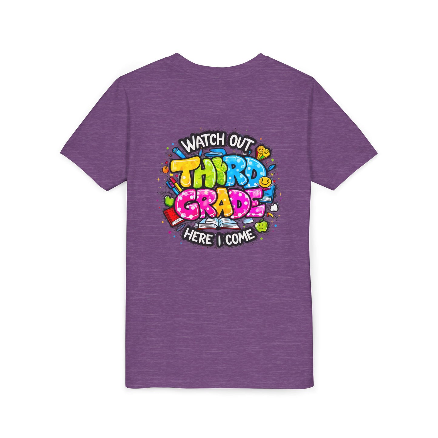 Third Grade Kids T‑Shirt — "Watch Out Third Grade Here I Come" Back-to-School Tee