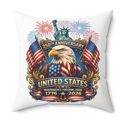 United States 250th Anniversary Eagle Throw Pillow — 1776–2026 Patriotic Decorative Pillow