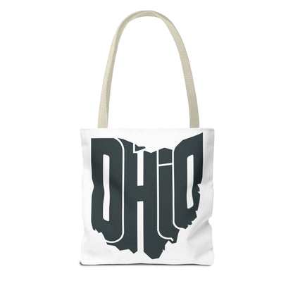 Ohio State Outline Tote Bag — Retro Ohio Text Graphic Tote