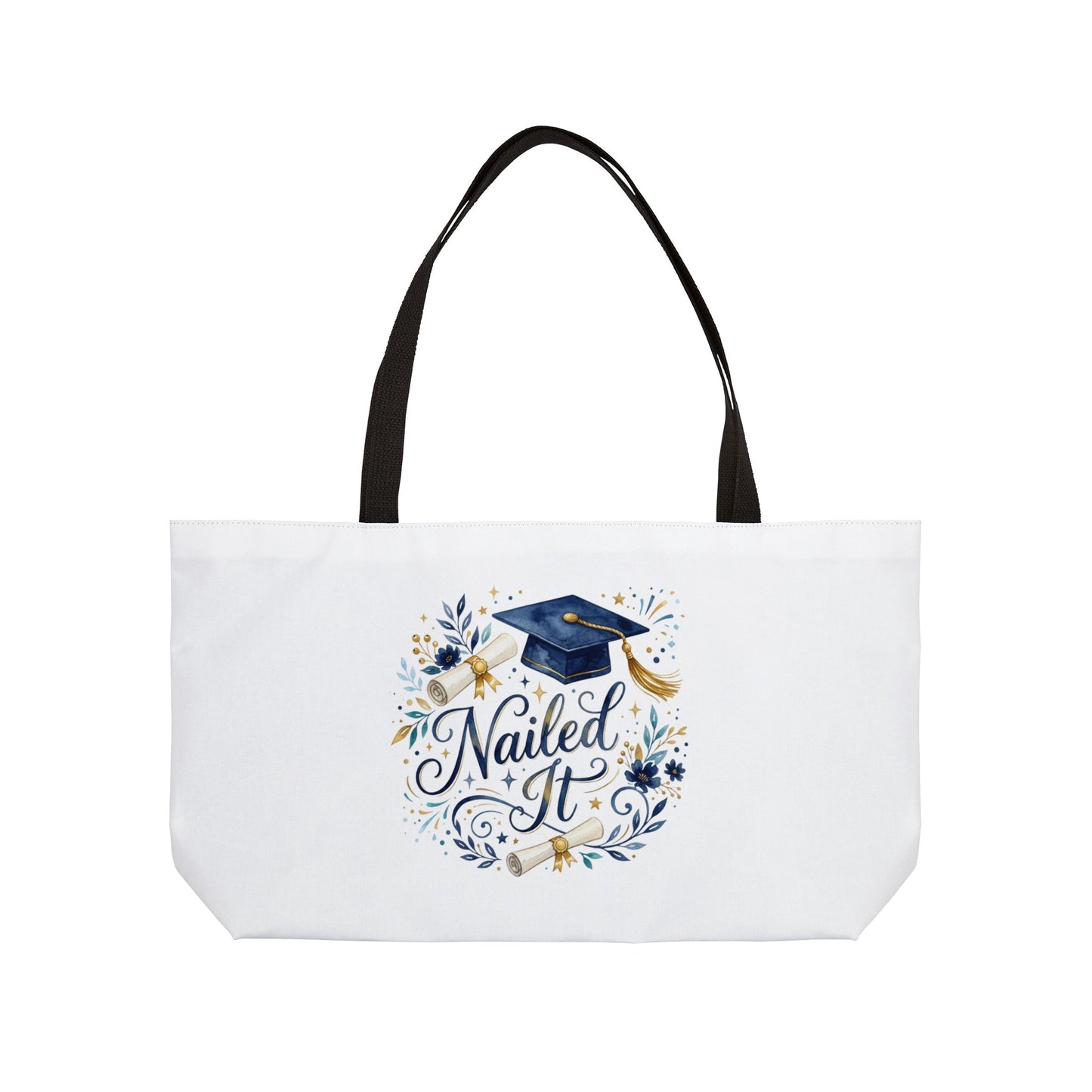 Graduation Weekender Tote Bag - "Nailed It" Cap & Confetti Design
