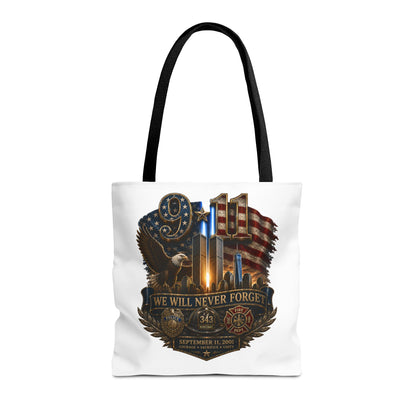 9/11 Memorial Tote Bag — "We Will Never Forget" Patriotic Tribute