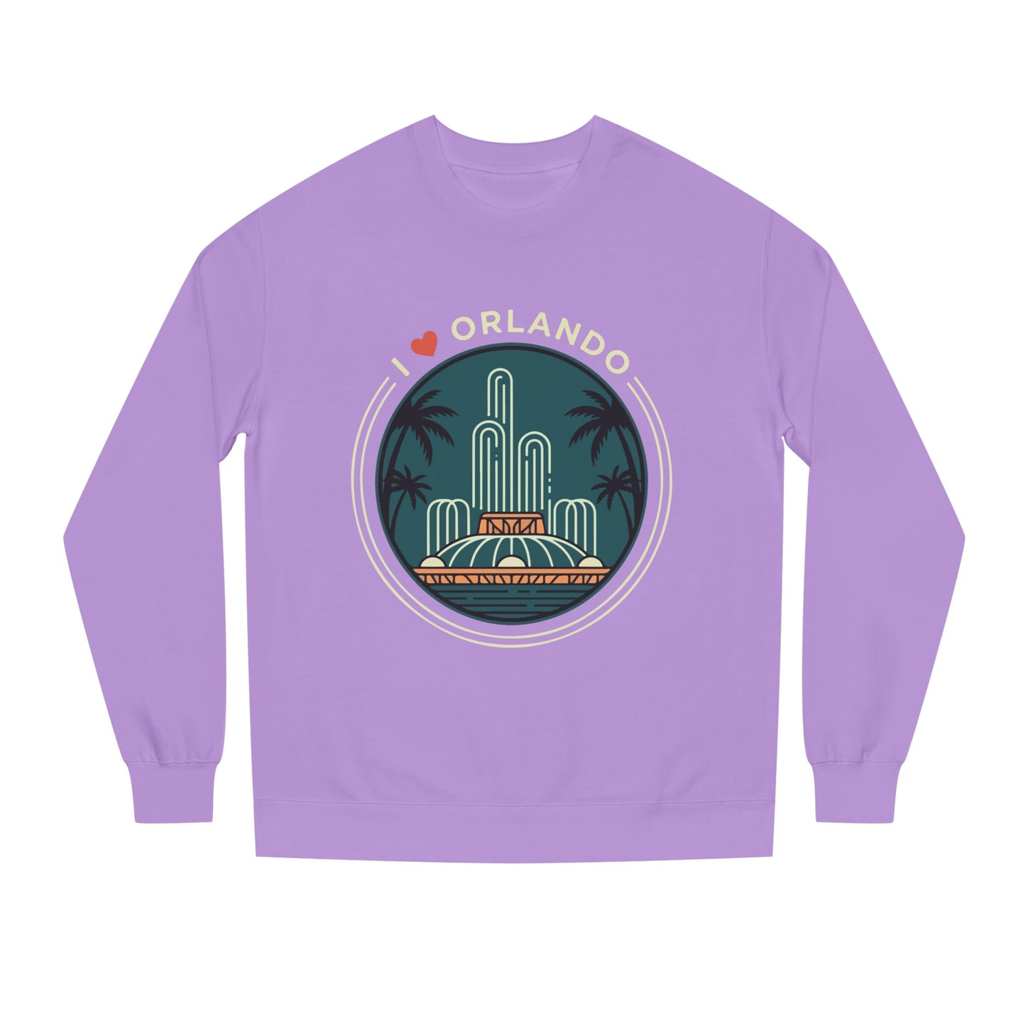 Orlando Fountain Crewneck Sweatshirt — Retro Palm Tree Cityscape