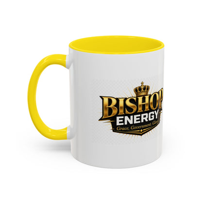 Bishop Energy Coffee Mug — Gold Crown Logo Accent Ceramic Mug (11/15oz)