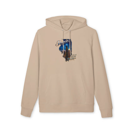 Illinois Skyline Hoodie — "City of Broad Shoulders" Retro State Map