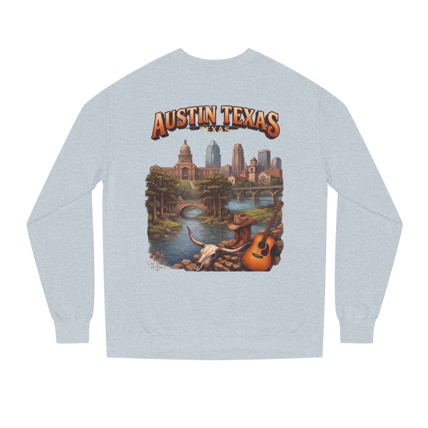 Austin Texas Sweatshirt — Vintage Cityscape & Guitar Crewneck