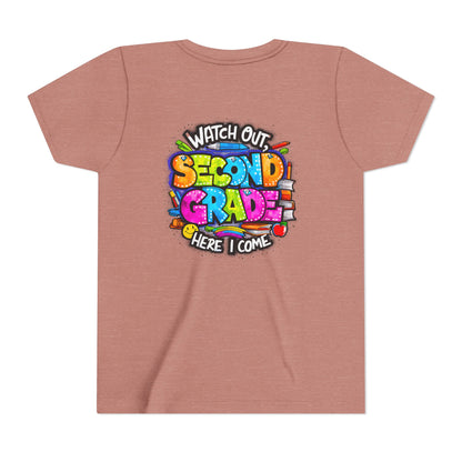 Second Grade Kids Tee - "Watch Out Second Grade Here I Come" Colorful Back-to-School Shirt
