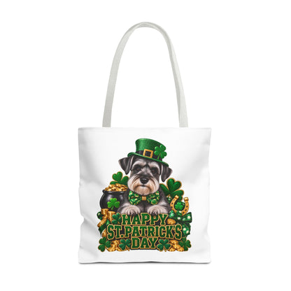 St. Patrick’s Day Schnauzer Tote Bag — Happy St. Patrick’s Day Shamrock & Gold Pot Gift