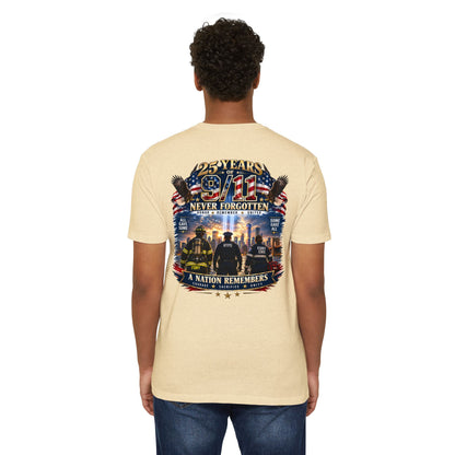 9/11 Never Forgotten T-Shirt — 25 Years Tribute Memorial Tee