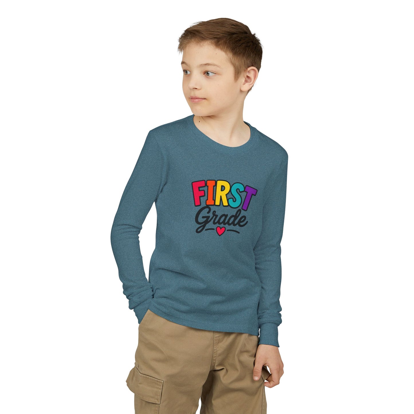 First Grade Kids Long Sleeve Tee — Colorful Back-to-School Shirt