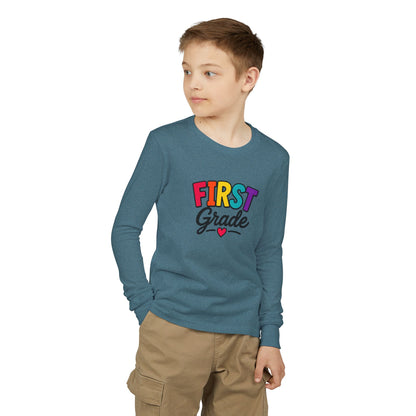 First Grade Kids Long Sleeve Tee — Colorful Back-to-School Shirt