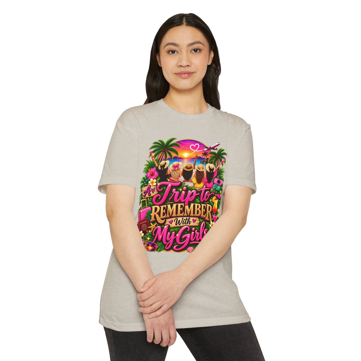 T-Shirt — 'A Trip to Remember With My Girls' Tropical Bachelorette/Besties Tee