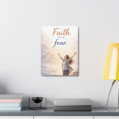 Faith Over Fear Stretched Canvas – Inspirational Christian Wall Art