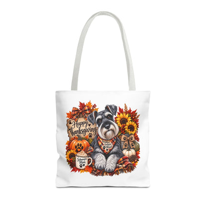 Thanksgiving Schnauzer Tote Bag — Happy Thanksgiving Fall Harvest Design