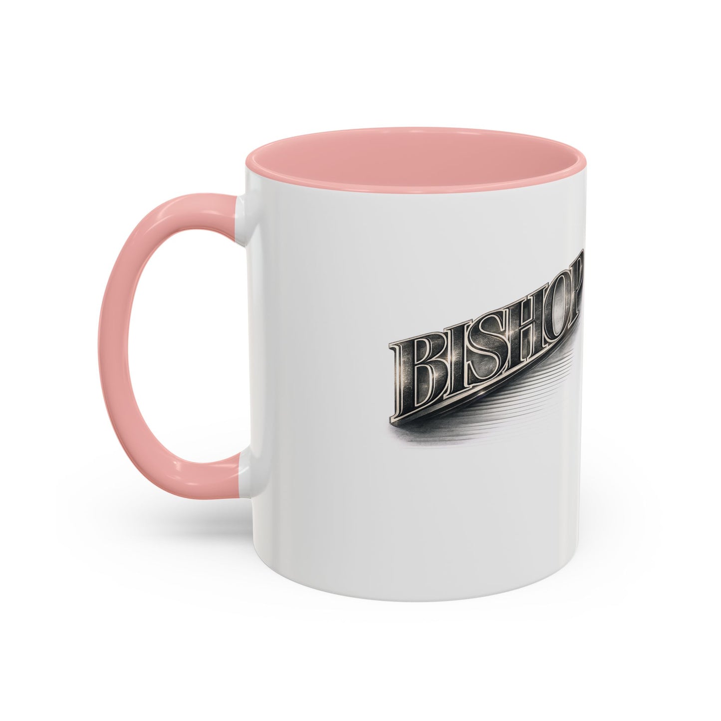 Vintage 'Bishop' Accent Coffee Mug — Retro Metallic Text Ceramic Mug (11/15oz)