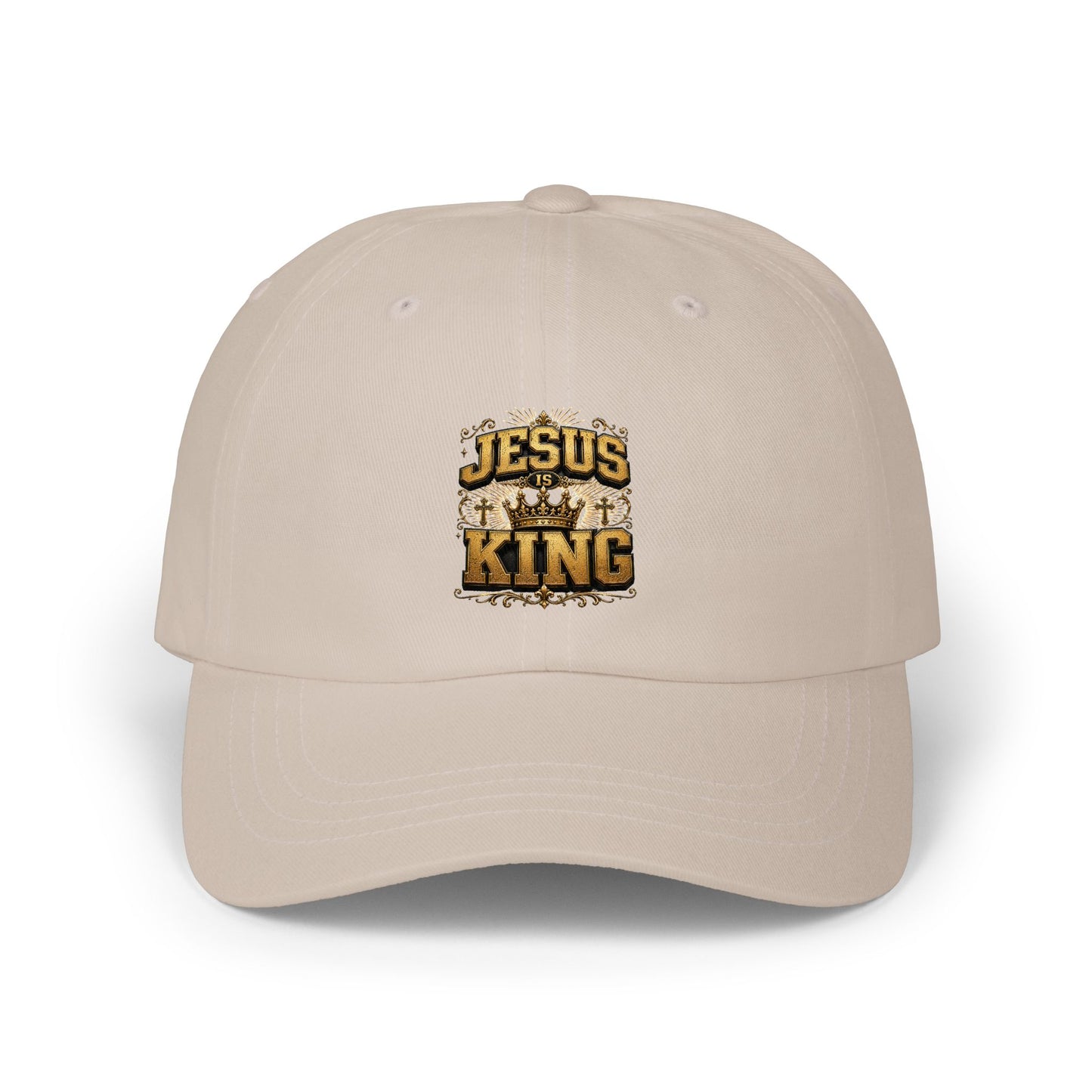Jesus Is King Embroidered Dad Cap — Christian Baseball Hat