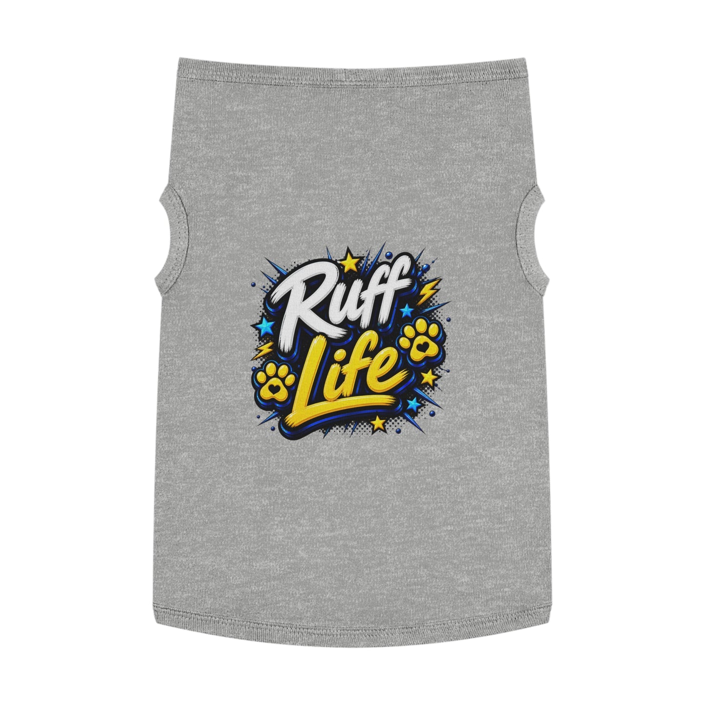 Ruff Life Pet Tank Top - Funny Dog Shirt with Paw Prints & Stars