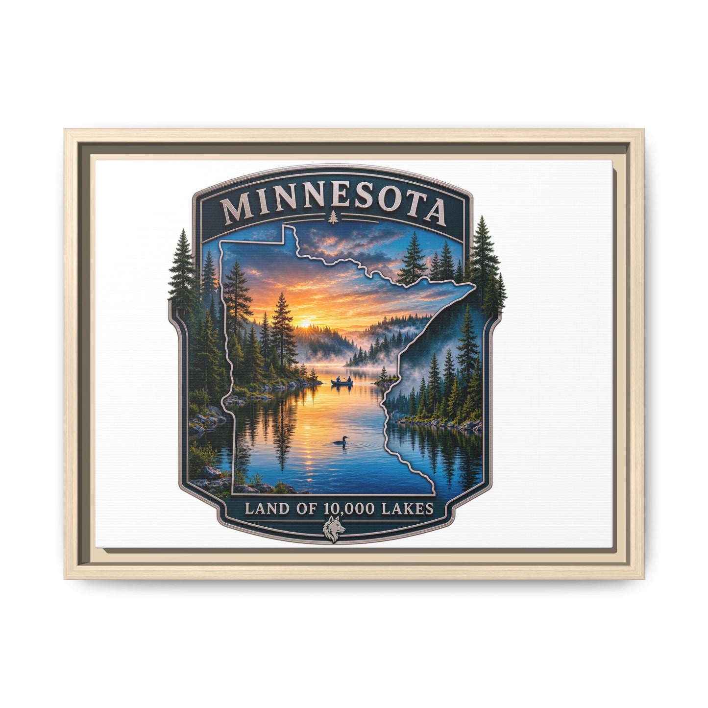 Minnesota Lakes Matte Canvas Print (Framed) — 'Land of 10,000 Lakes' Scenic Wall Art