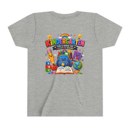 Kindergarten Kids T‑Shirt — 'Kindergarten: This Is Where the Fun Begins' Colorful Back-to-School Tee