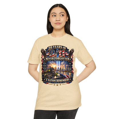 9/11 Memorial T-Shirt – "25 Years of 9/11 Never Forgotten" Tribute Tee