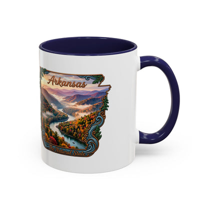 Arkansas Scenic Coffee Mug — Vintage State Map River Landscape (11/15 oz)