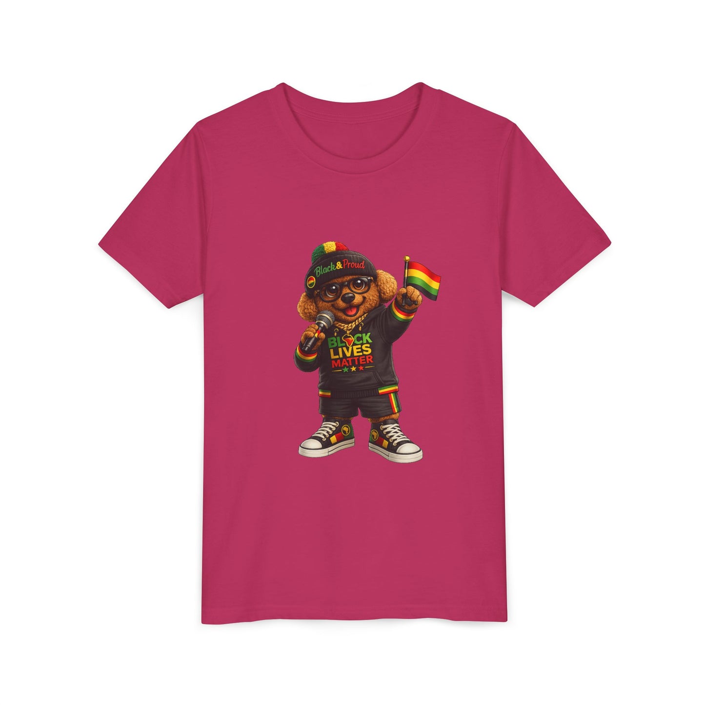 Youth Tee — Kid Bear Black Lives Matter Rasta Flag Shirt