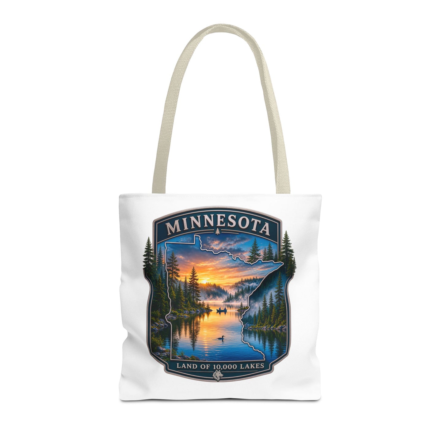 Minnesota Scenic Tote Bag — 'Land of 10,000 Lakes' Sunset Lake Design